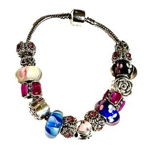 NWOT Glass Bead Bracelet Fairy Whimsy Boho Festival Silver Tone with Gift Bag